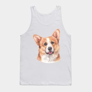 Cute Pembroke Welsh Corgi Watercolor Art Tank Top